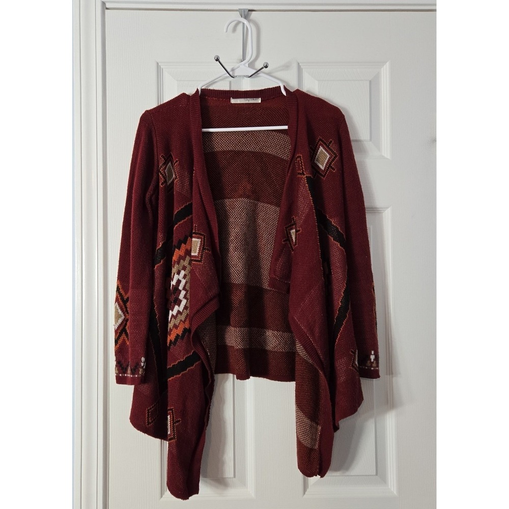 Say What Womans Cardigan Sweater Size S/M Burgundy